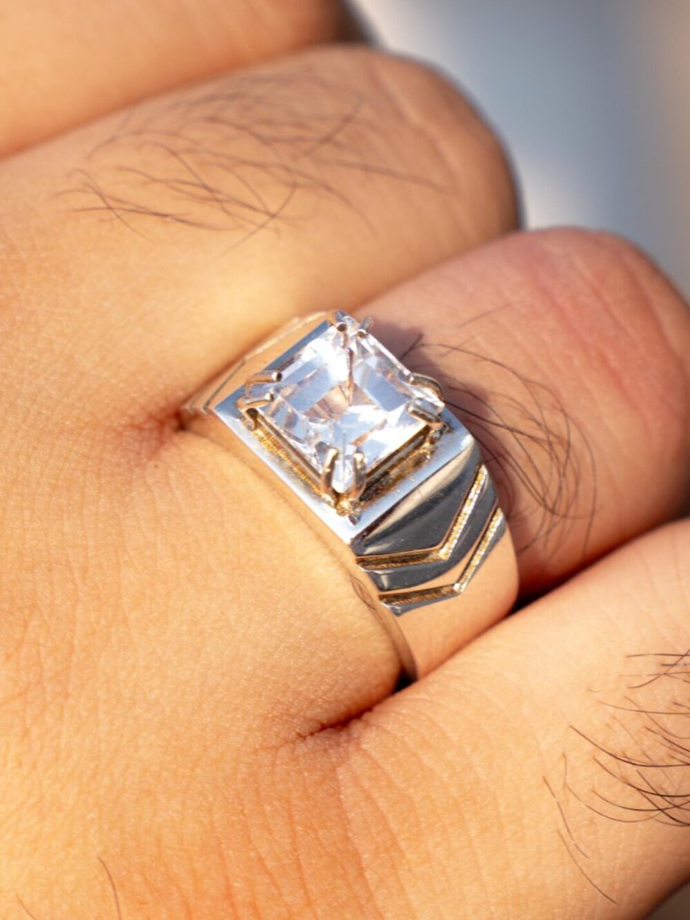 Natural 6.65 Ct White Montana Sapphire Ring Sterling Silver 925k Adjustable Ring